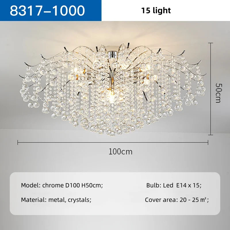 Afralia™ Chrome LED Ceiling Lights E14 Chandelier for Living Room Home Decor