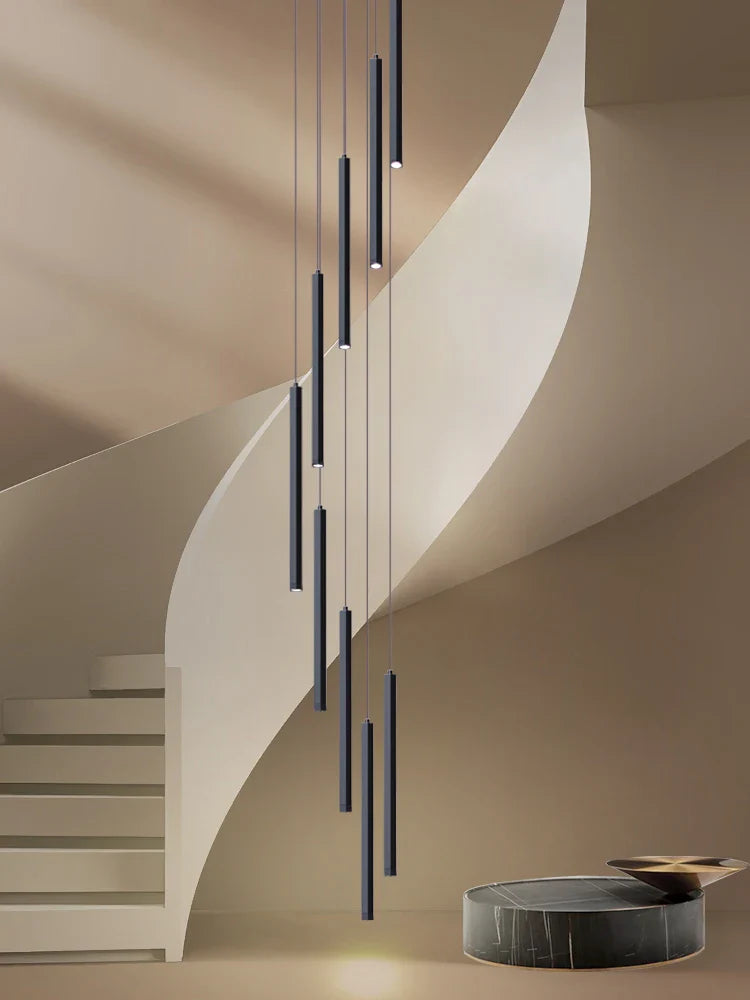 Afralia™ LED Chandelier Stairs Pendant Ceiling Lamp for Hotel Lobby Decor