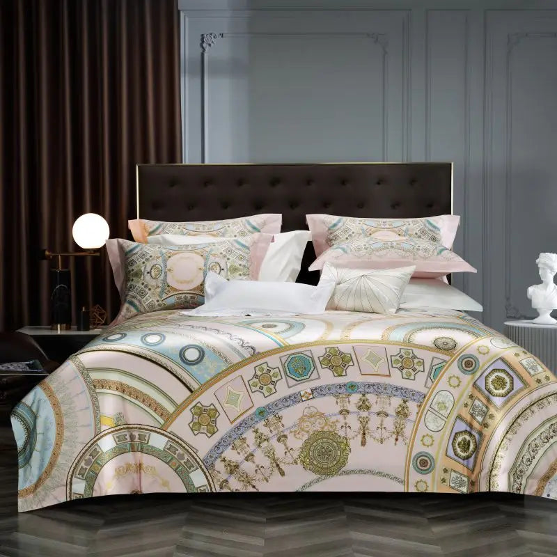 Afralia™ Vintage Printing Luxury Egyptian Cotton Bedding Set