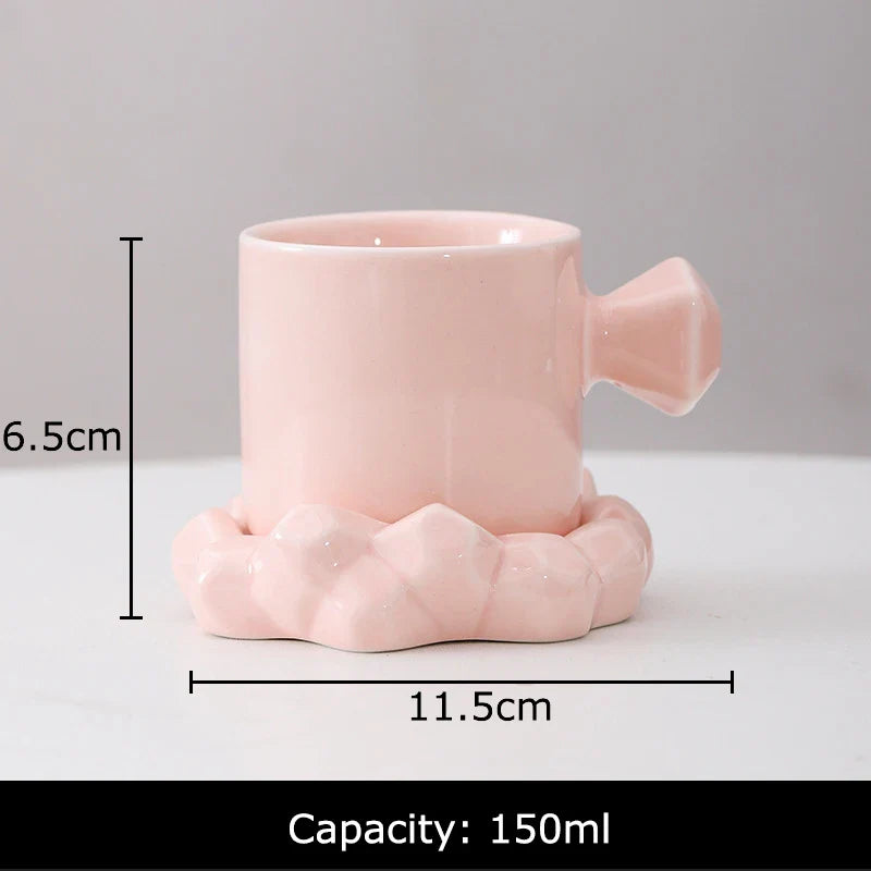 Afralia™ Bowknot Decor Porcelain Cup & Saucer Set - Elegant Coffee Mug for Dining Table