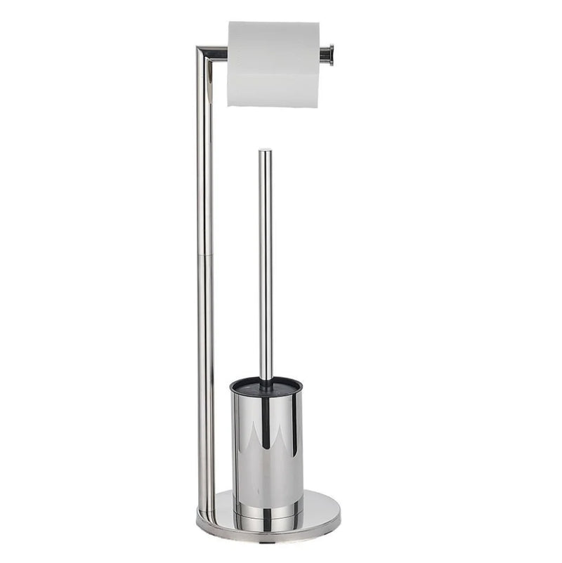 Afralia™ Stainless Steel Toilet Brush & Paper Towel Holder: Floor-to-Ceiling Stand