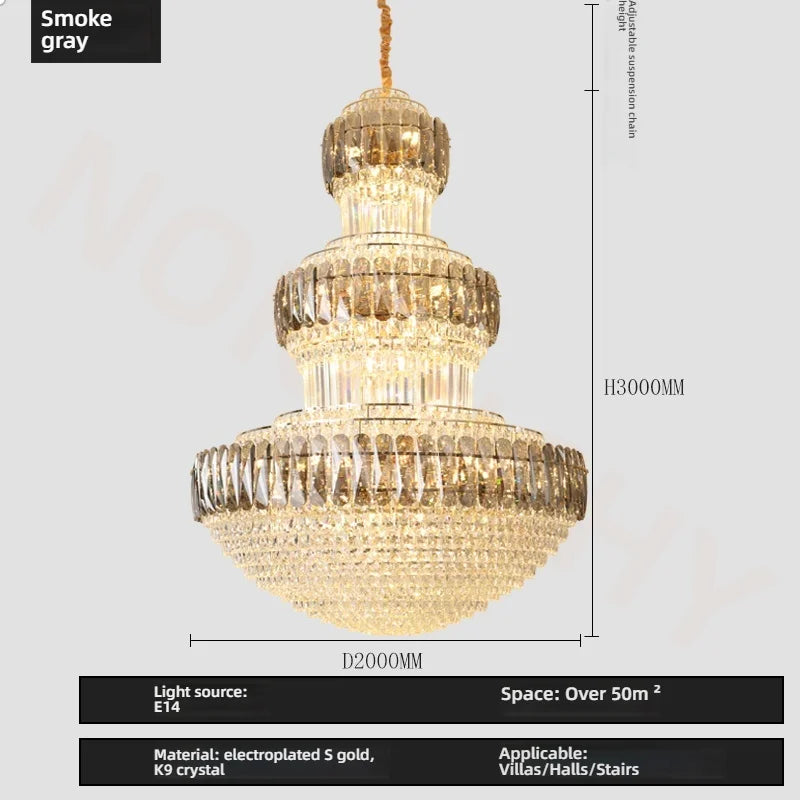 Afralia™ High-End Circular Crystal LED Pendant Light for Modern Living Room Luxurious Villa Lobby