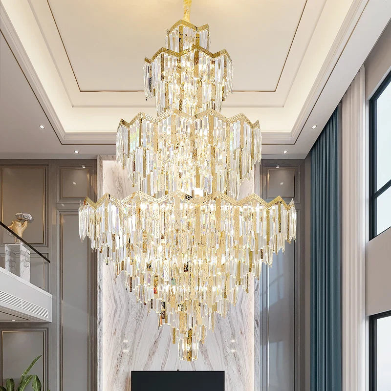 Afralia™ Crystal Chandelier | Modern Luxury Duplex Building Chandelier for Villa and Hotel