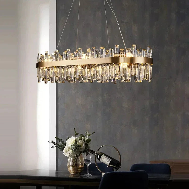 Afralia™ Modern K9 Crystal Chandelier for Living Room, Bedroom, and Kitchen Island
