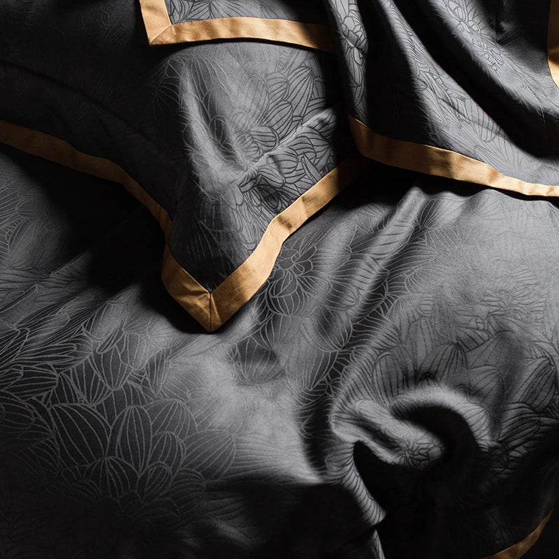 Afralia™ Luxe Dark Grey Vintage 1000TC Egyptian Cotton Bedding Set, Jacquard, Queen/King