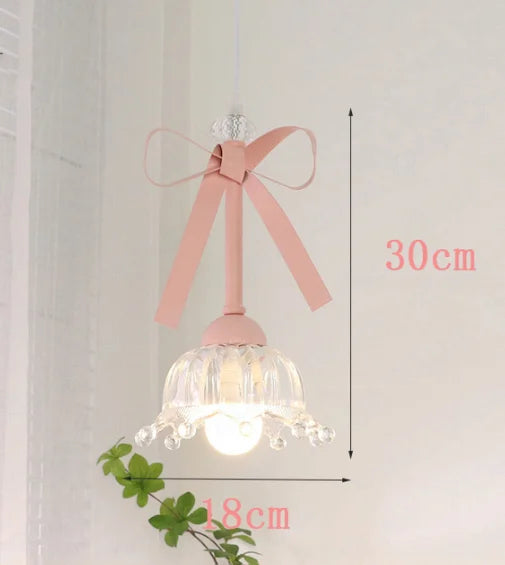 Afralia™ Pink Bowknot Princess Room LED Pendant Light