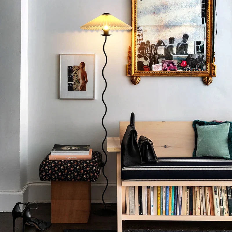 Afralia™ Pleated Fabric LED Floor Lamp - Nordic Minimalist Design