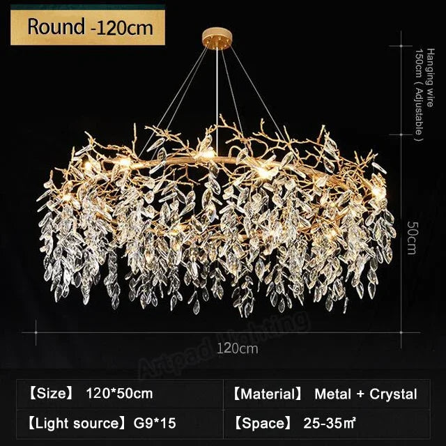 Afralia™ Luxury Crystal Chandeliers: Modern Metal Hanging Lamp for Dining Living Room Hotel Hall
