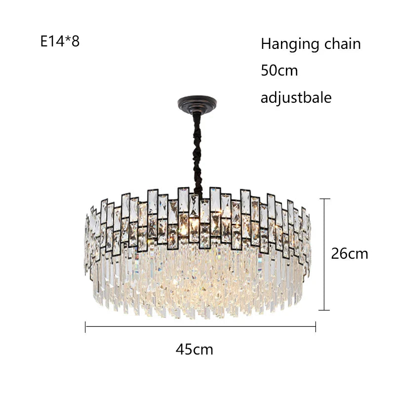 Afralia™ Gold Black Crystal LED Chandelier, Round Oval Living Room Ceiling Light