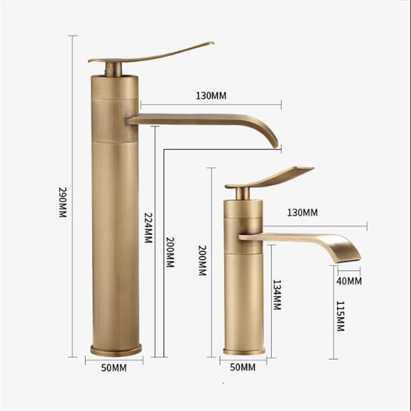 Afralia™ Bronze Bathroom Sink Faucet Hot & Cold Brass Basin Mixer Water Tap