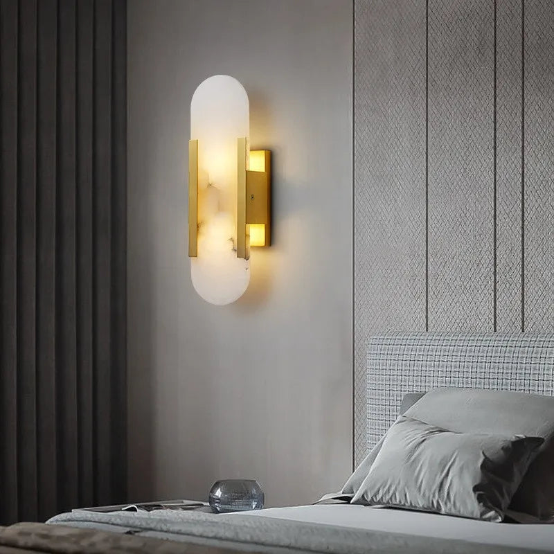 Afralia™ Marble Wall Sconce Light with G4 Bulb for Bedroom and Living Room