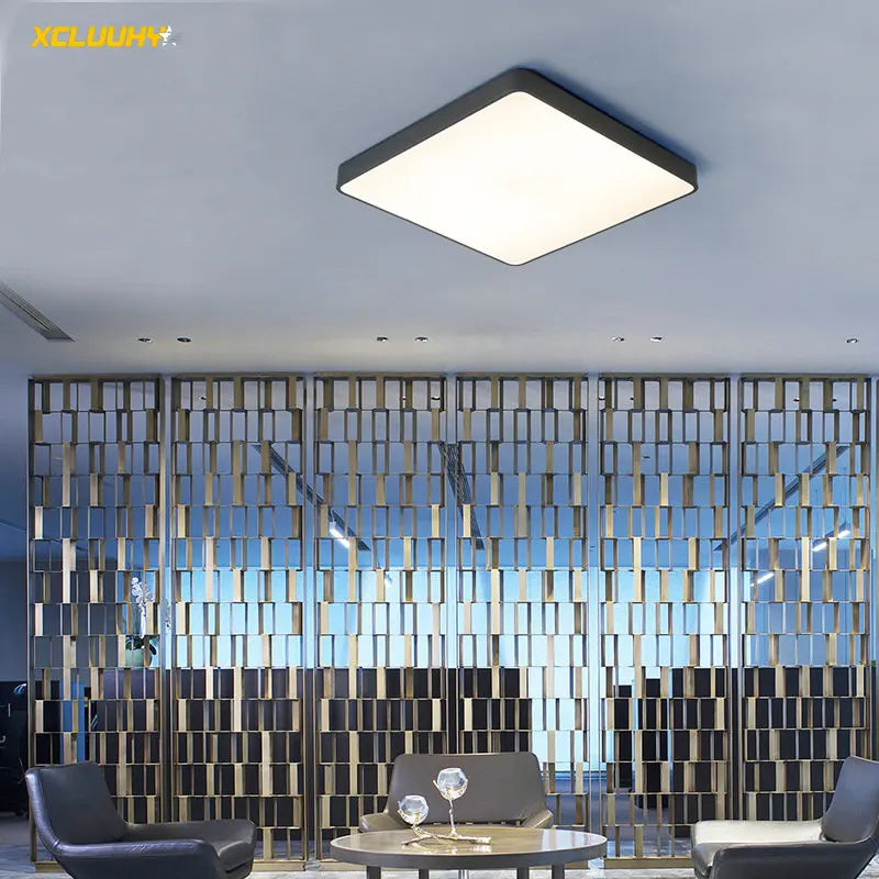 Afralia™ LED Ceiling Lights for Living Room Bedroom - Ultra-thin 5cm Iron Square Round Black/White