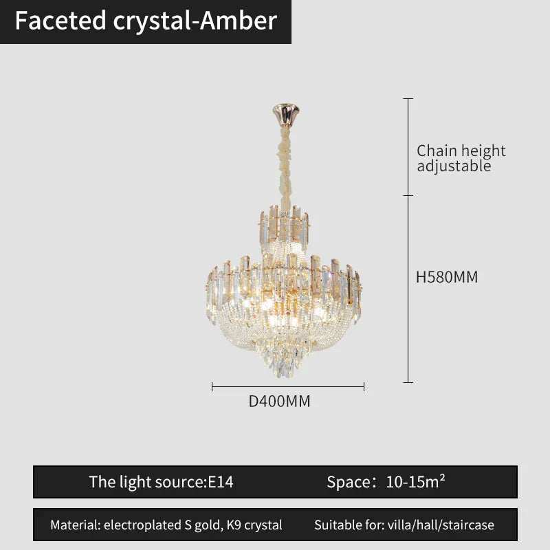 Afralia™ French Bead Chain Crystal Chandelier for Luxury Spaces