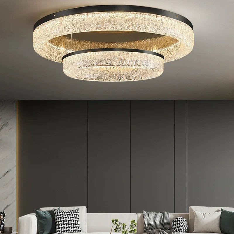 Afralia™ Nordic Copper Round Brass LED Ceiling Light for Living Room, Kitchen, Bedroom - Surface Mount