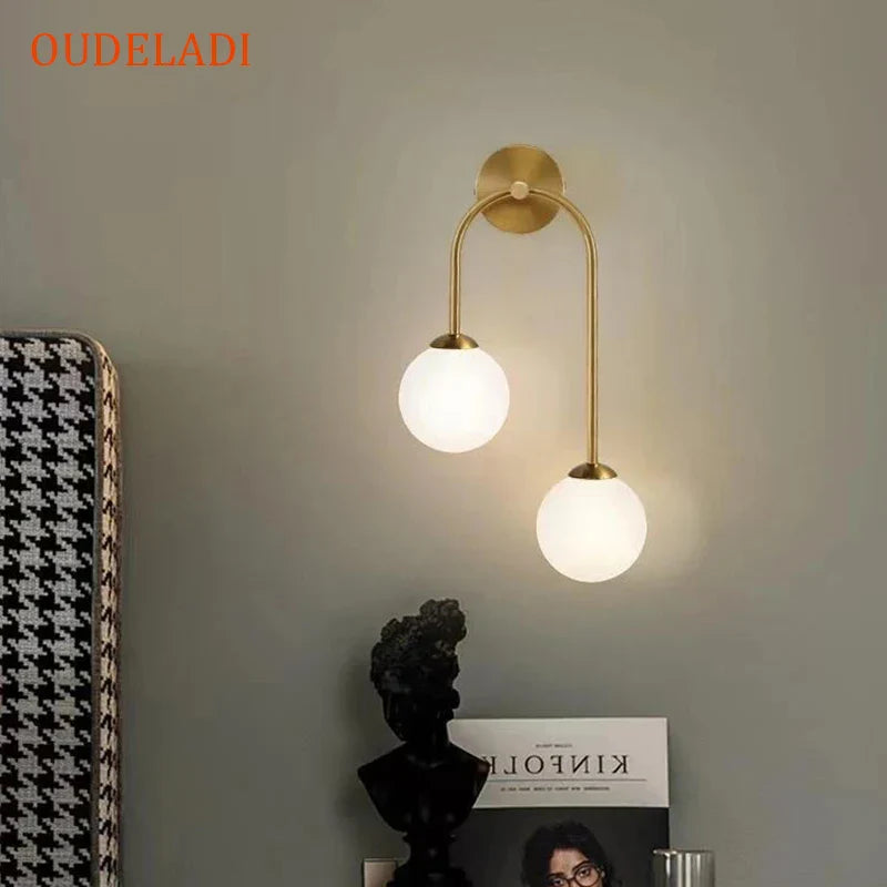 Afralia™ Glass Ball LED Wall Lamp for Modern Living Room Decor
