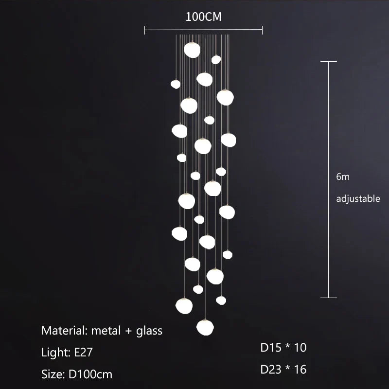 Afralia™ Nordic Glass Lampshade LED Ceiling Chandelier for Home Decoration