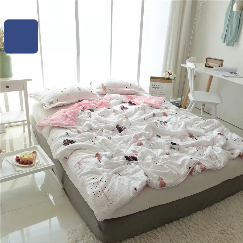 Afralia™ Cartoon Print Quilted Double Blanket for Queen Size Bed