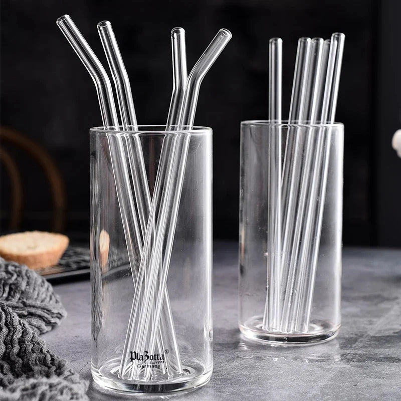 Afralia™ Glass Straw Set for Smoothies Cocktails Bar - Reusable, High Borosilicate Straw