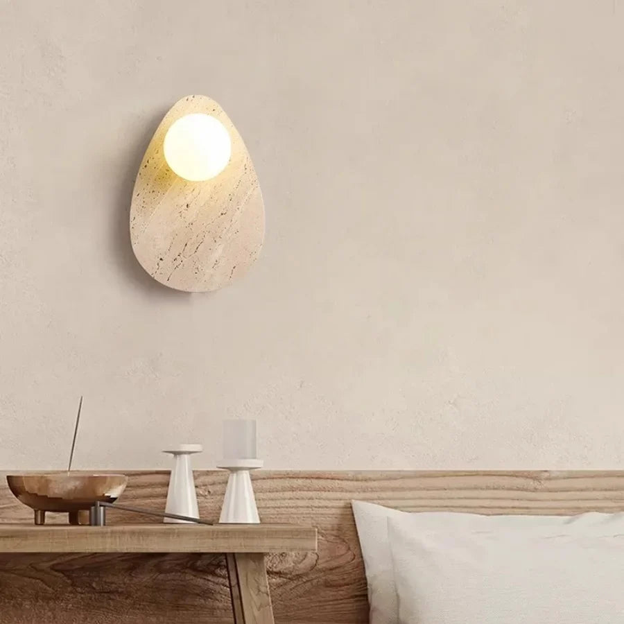 Afralia™ Yellow Travertine LED Wall Lamp - Modern Glass Stair Light