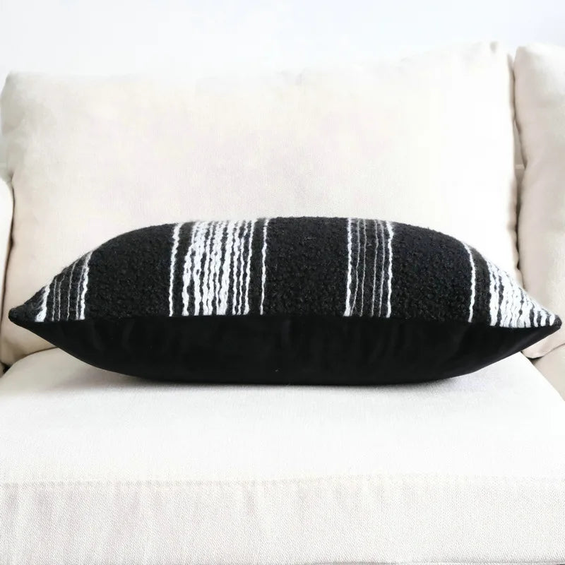 Afralia™ Plush Embroidered Striped Pillow Cases: Wabi-sabi Simplicity Cushion Covers