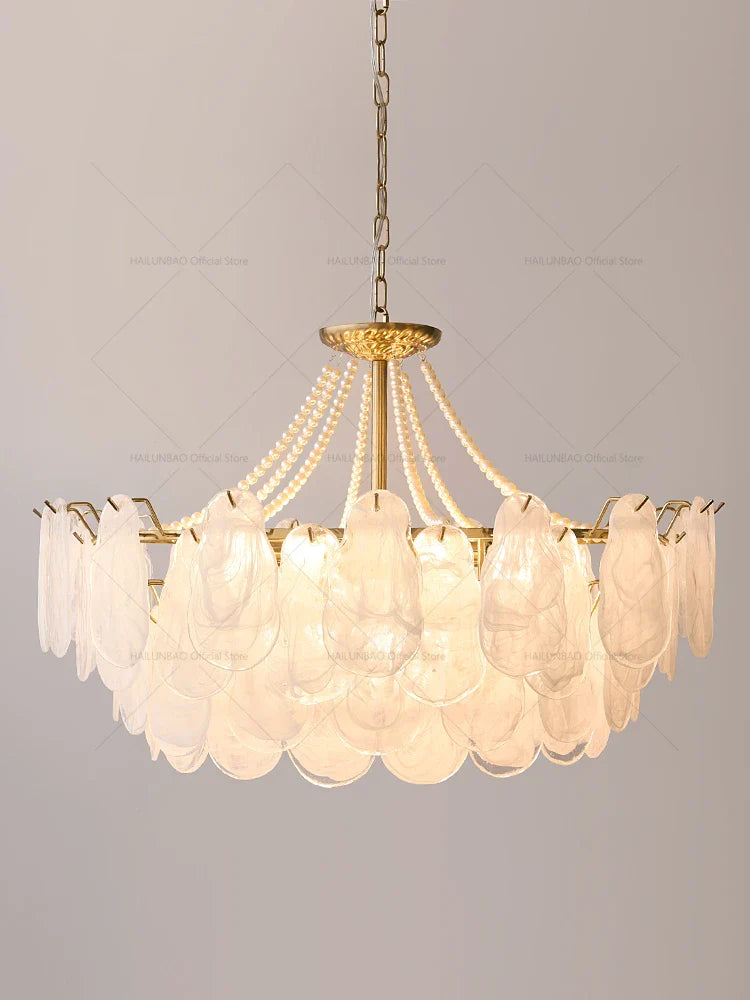 Afralia™ French Chandelier Garden Light with K9 Crystal | Elegant Pearl Shell Design