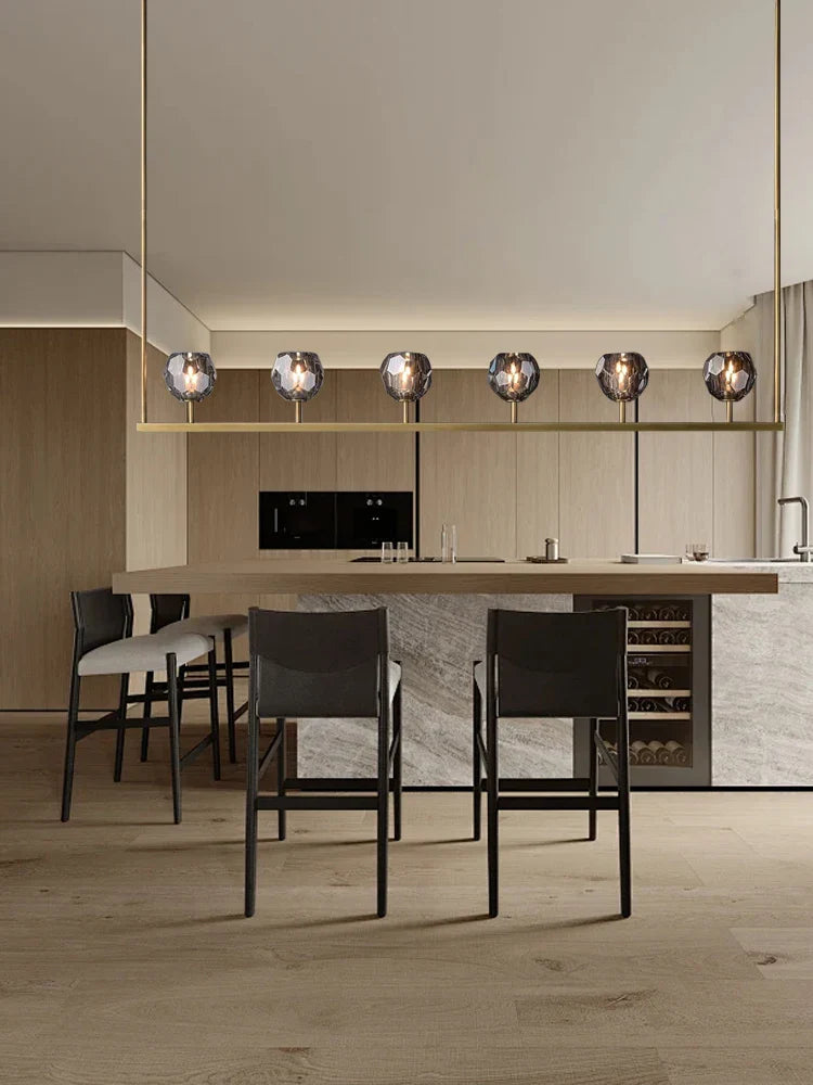 Afralia™ Black Bronze Copper Crystal Chandelier Lights for Kitchen Island Dining Decor