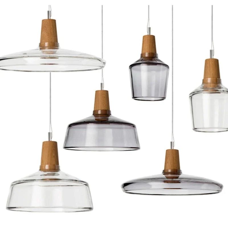 Modern Glass & Wood Pendant Light by Afralia™ for Dining & Bar Decor