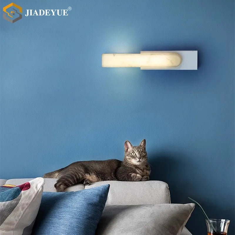Afralia™ Modern Long Marble LED Wall Lamp for Bedroom, Living Room, Corridor - 110V 220V