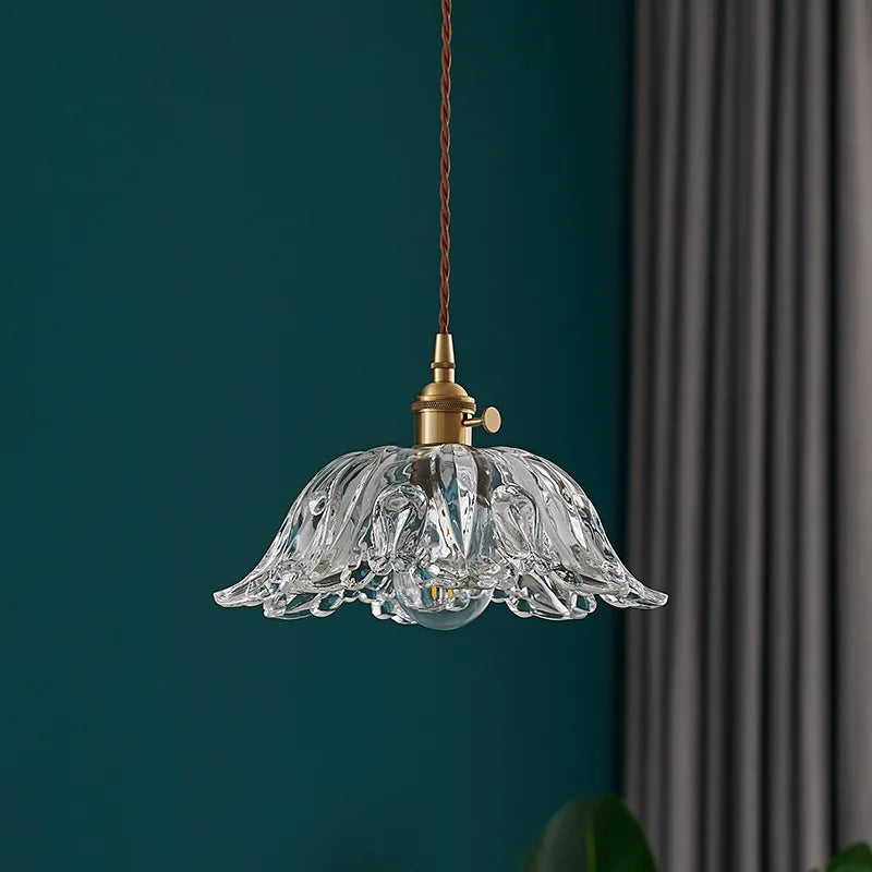 Afralia™ Copper Glass LED Pendant Lamp with Knob Switch - Modern Hanging Light Fixtures