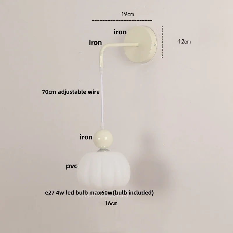 Afralia™ Iron Nordic LED Wall Light Fixture Glass Adjustable Bedside Lamp