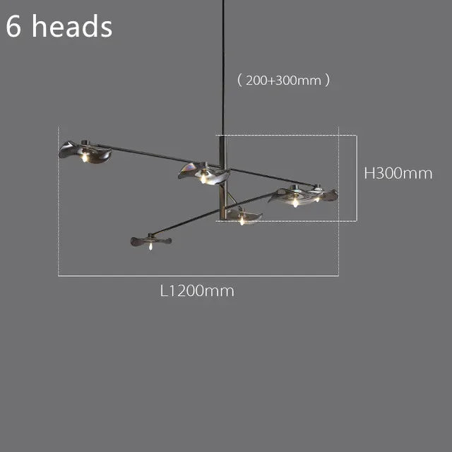 Afralia™ Lotus Leaf Glass Ceiling Chandelier for Bedroom Living Room Hall Lighting