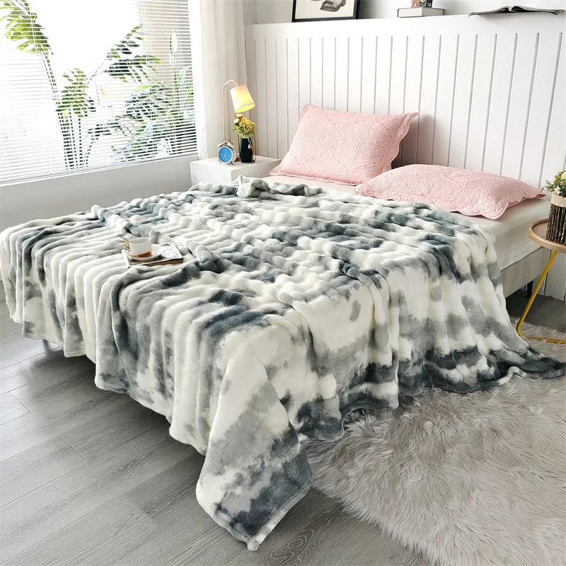 Afralia™ Cozy Gradient Bubble Fleece Throw Blanket, Plush All-Season Nap Blanket