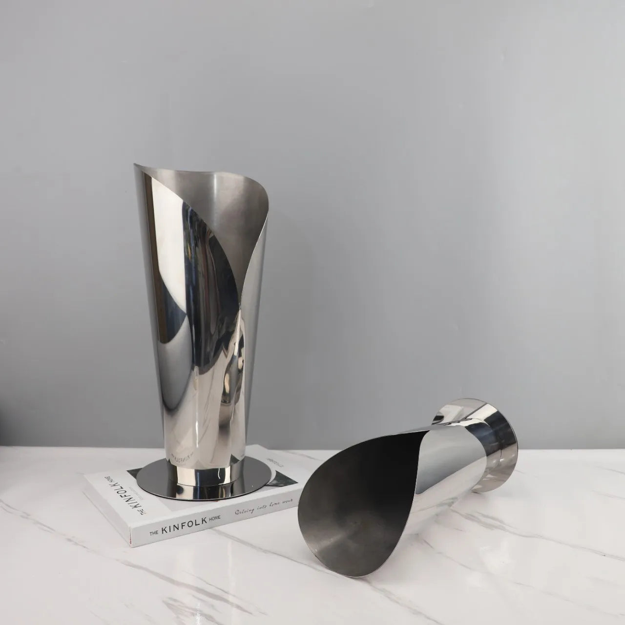 Afralia™ Stainless Steel Mirror Flower Décor for Home Living Dining Room