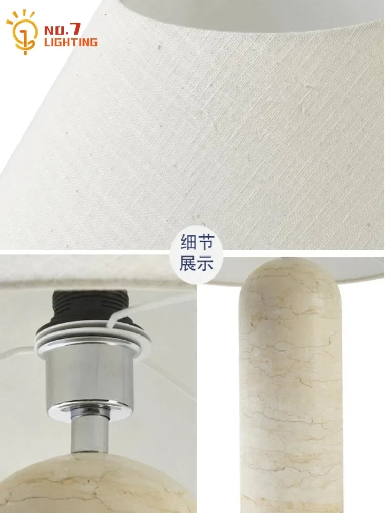 Afralia™ Marble Table Lamp LED E27 White Desk Light for Home Decor