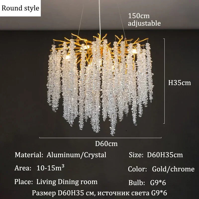 Afralia™ Crystal Chandeliers: Luxury LED Ceiling Pendant Lamps for Home Villa Living Room.