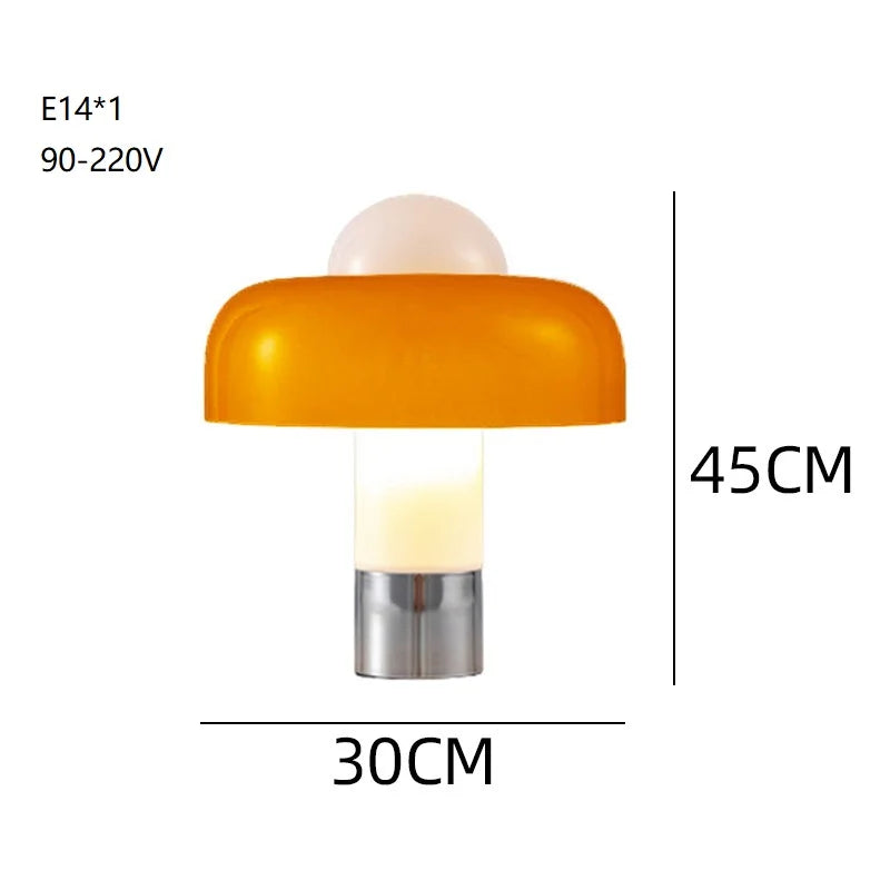 Afralia™ Orange Glass Mushroom Lamp Modern Bedroom Bedside Decorative Light