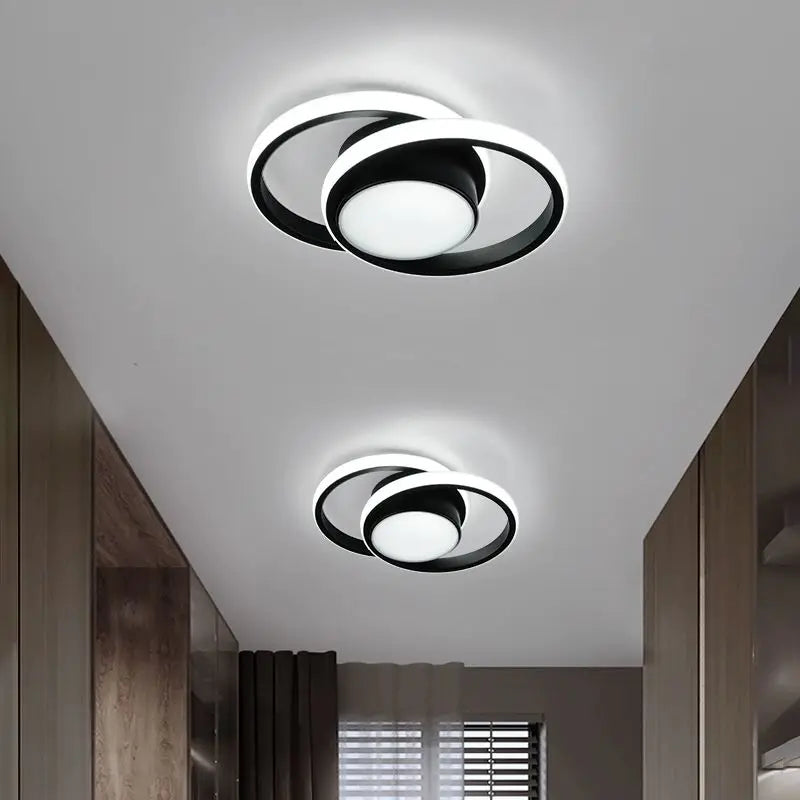 Afralia™ Black Gold LED Ceiling Lights with Remote Control - Indoor Chandelier Lighting