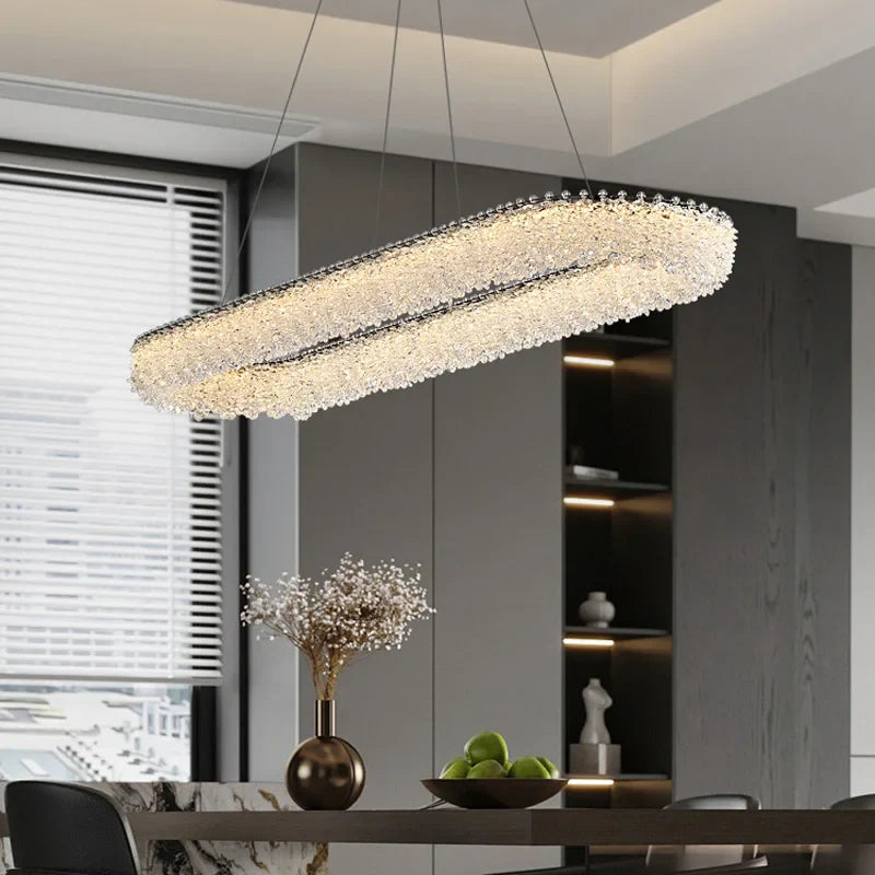 Afralia™ Crystal LED Chandelier Ceiling Light Modern Living Room Decor Pendant Lamp