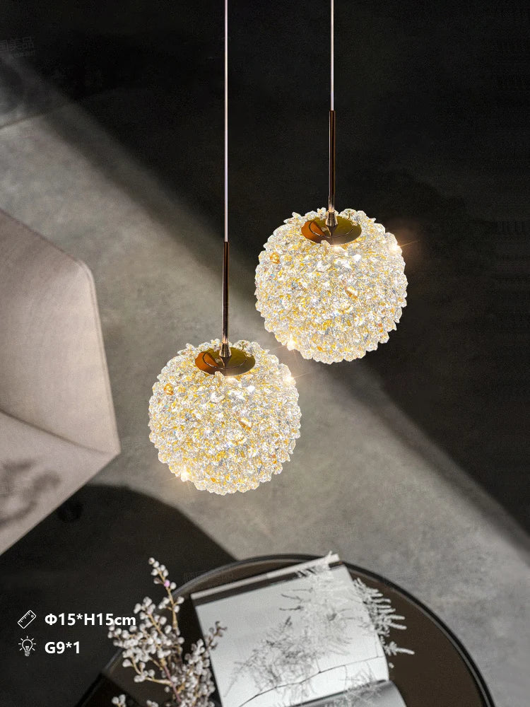 Afralia™ Crystal Ball Pendant Light: Warm & Romantic Bedhead Luxury Lighting