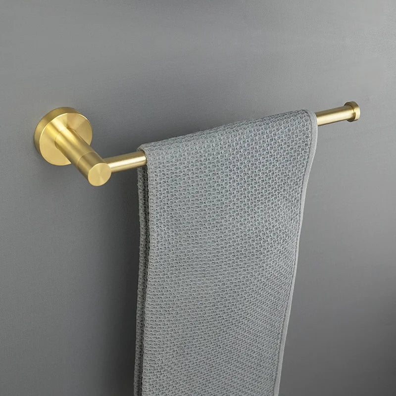 Afralia™ Brushed Gold Bath Hardware Set: Paper Holder, Towel Bar, Robe Hook - Wall Mount Bathroom Accessories