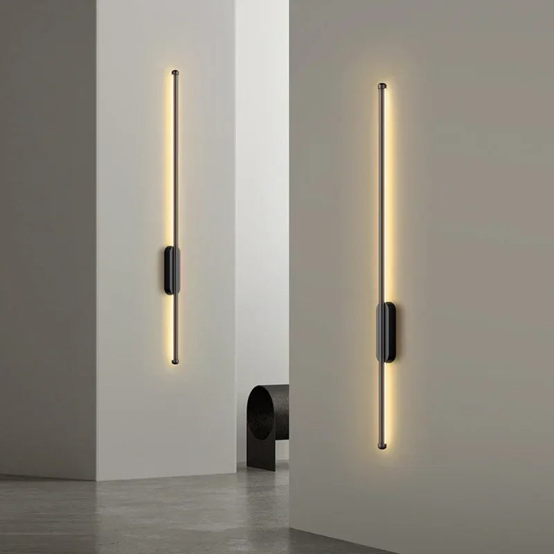 Afralia™ Black LED Wall Lights - Modern Straight Line for Bedroom, Living Room, Kitchen Décor