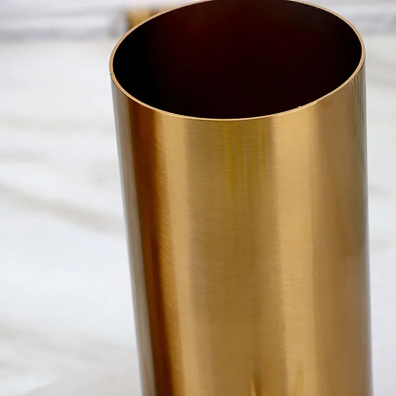 Afralia™ Gold Plated Cylinder Vase Desk Decor - Minimalist Modern Home Decor & Flower Arrangement