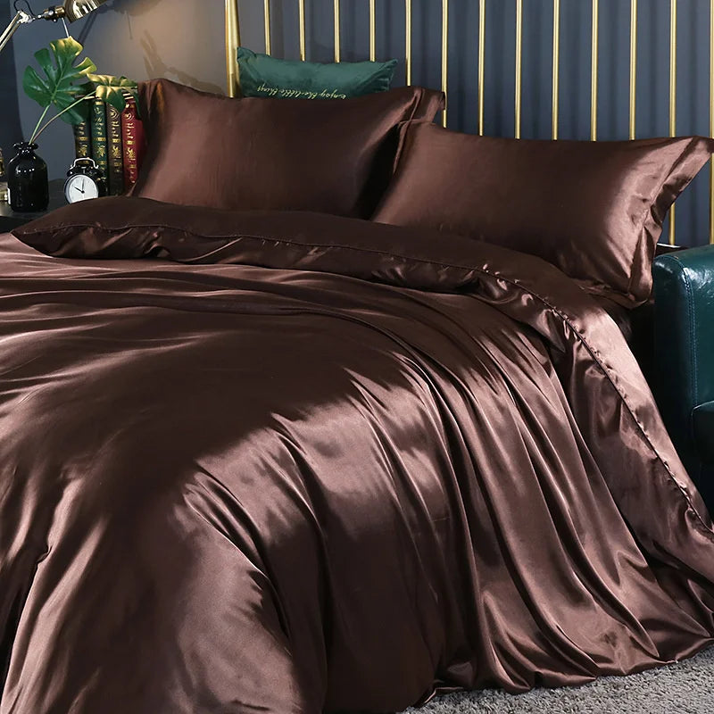 Afralia™ King Size Silk-Blend Duvet Cover Set with Pillowcases