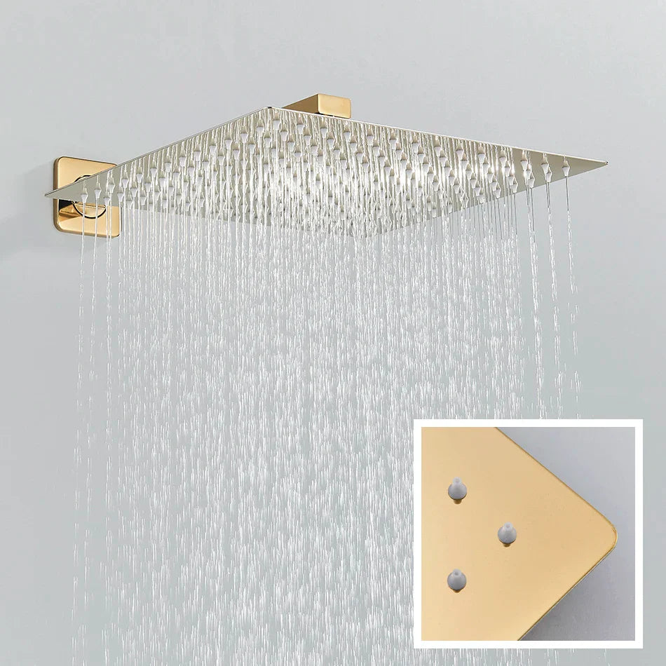 Afralia™ Gold Digital Display Shower Set with Rainfall Head - Waterfall Bath Shower System
