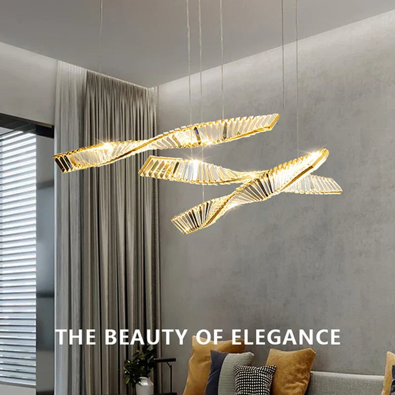 Afralia™ Crystal Chandelier LED Strip for Home Dining Room Decoration