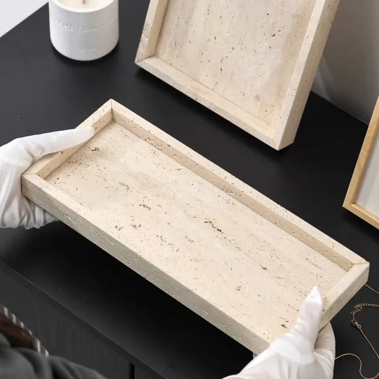 Afralia™ Marble Vanity Tray for Cosmetics and Perfume Organizing