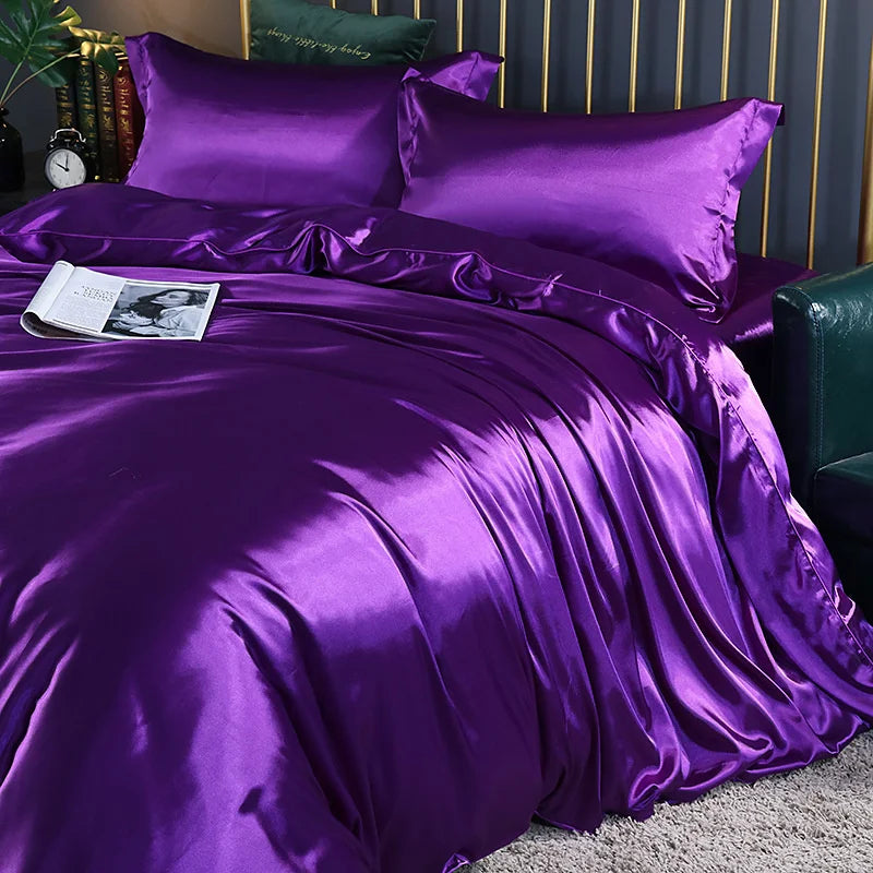 Afralia™ King Size Silk-Blend Duvet Cover Set with Pillowcases