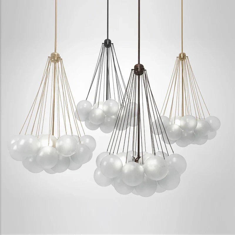 Afralia™ Modern Glass Ball Chandelier LED Pendant Light for Dining Living Room