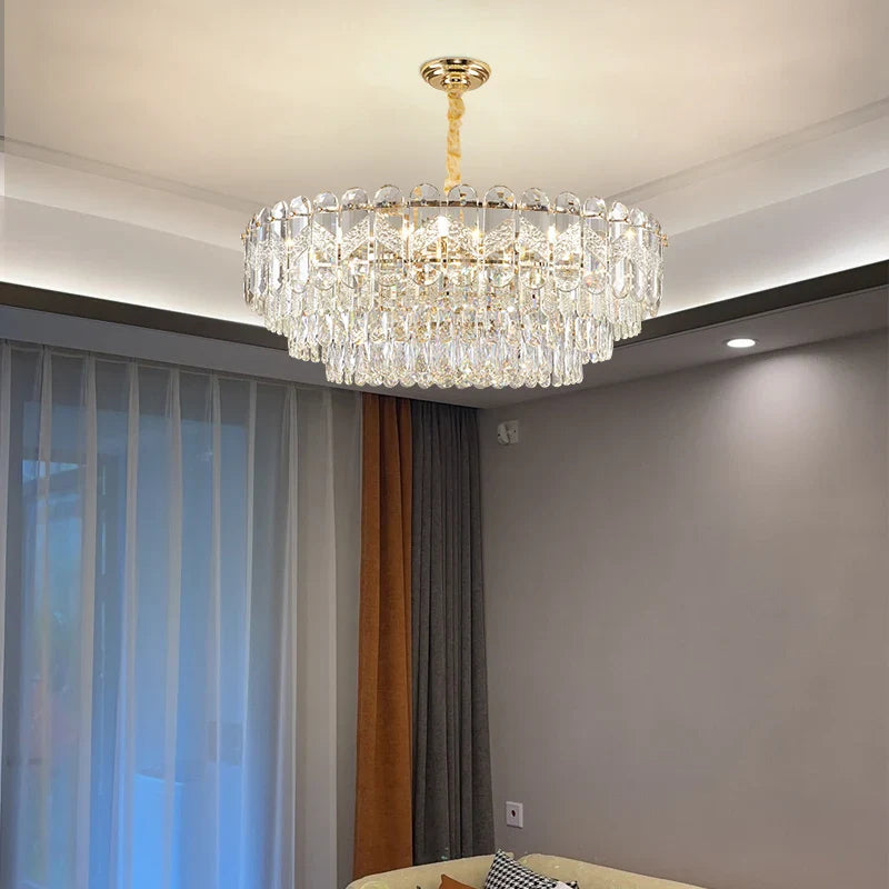 Afralia™ Crystal Chandelier LED Light: Modern Luxury Restaurant Hall Lighting