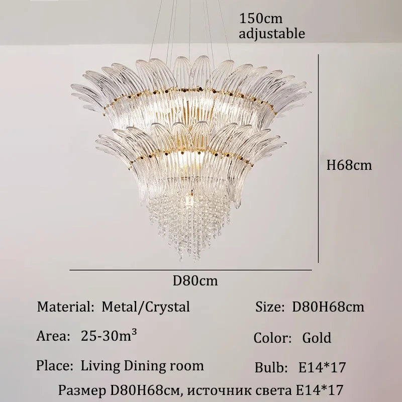 Afralia™ Crystal Chandelier Ceiling Light Fixture for Luxurious Living Rooms